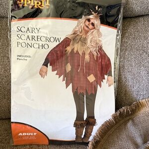 Scary Scarecrow Poncho Costume for Adults, includes hat